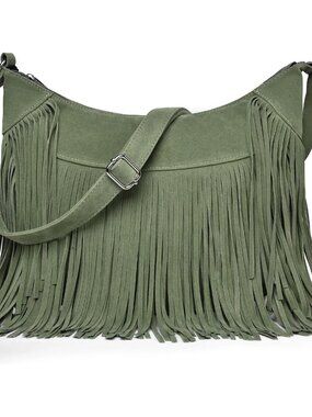 Fringe Hobo Bags for Women, Vintage Western Suede Crossbody Shoulder Purse
